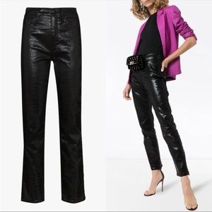 Frame Denim Black Croc-Embossed Jeans